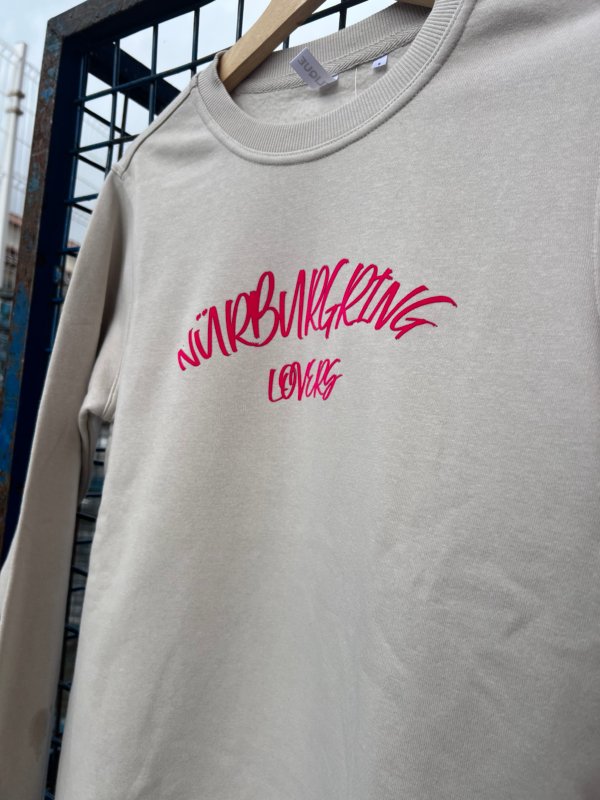 SUDADERA NÜRBURGRING LOVERS BEIGE FLOCK EFFECT ROSA