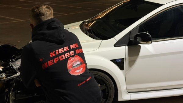 HOODIE BLACK KISS ME BEFORE RIDE